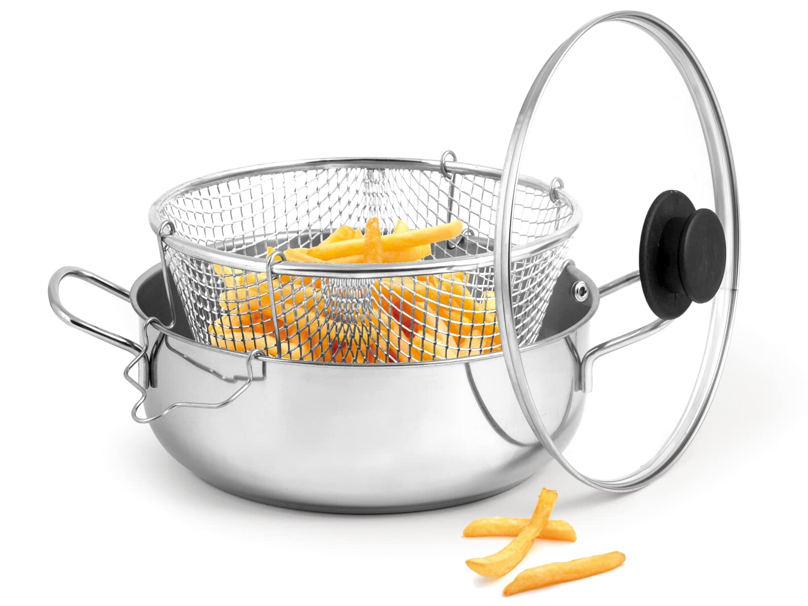 Royal Norfolk Fritteuse aus Edelstahl 24 cm für Induktion Gas Elektroplatte