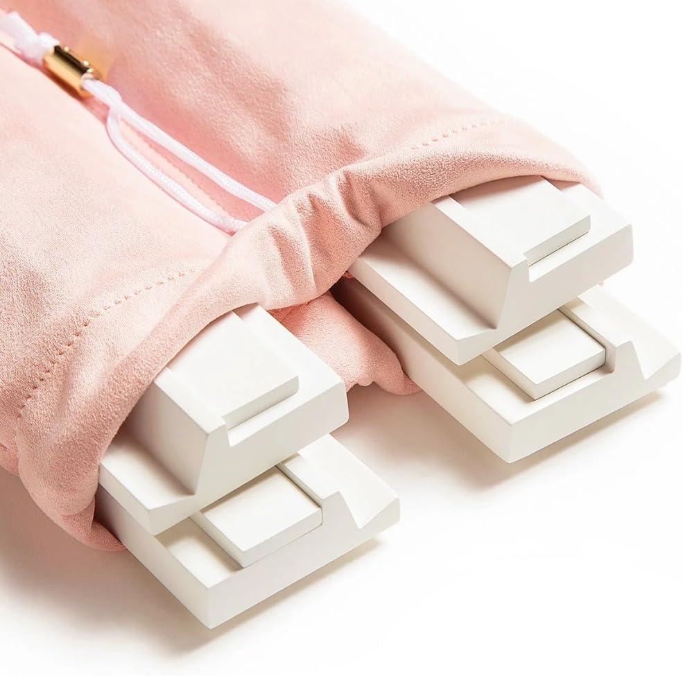 FUYIHGL® 2PCS Mahjong Rack with Pusher Storage Bag: 2 Compartments Fits 4 American Mah Jongg Racks Pushers - Pink Soft Velvet Sleeve with Drawstring - Travel Mah Jongg Accessories and Gifts