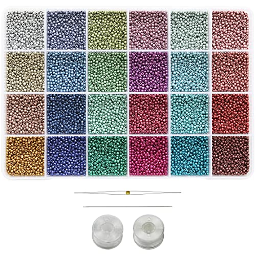 Bala&Fillic petites Perles de rocaille pour la fabrication de bijoux de bracelets boucles d’oreilles 24 couleurs dans une boîte, 2.4mm 11/0 14400 pièces