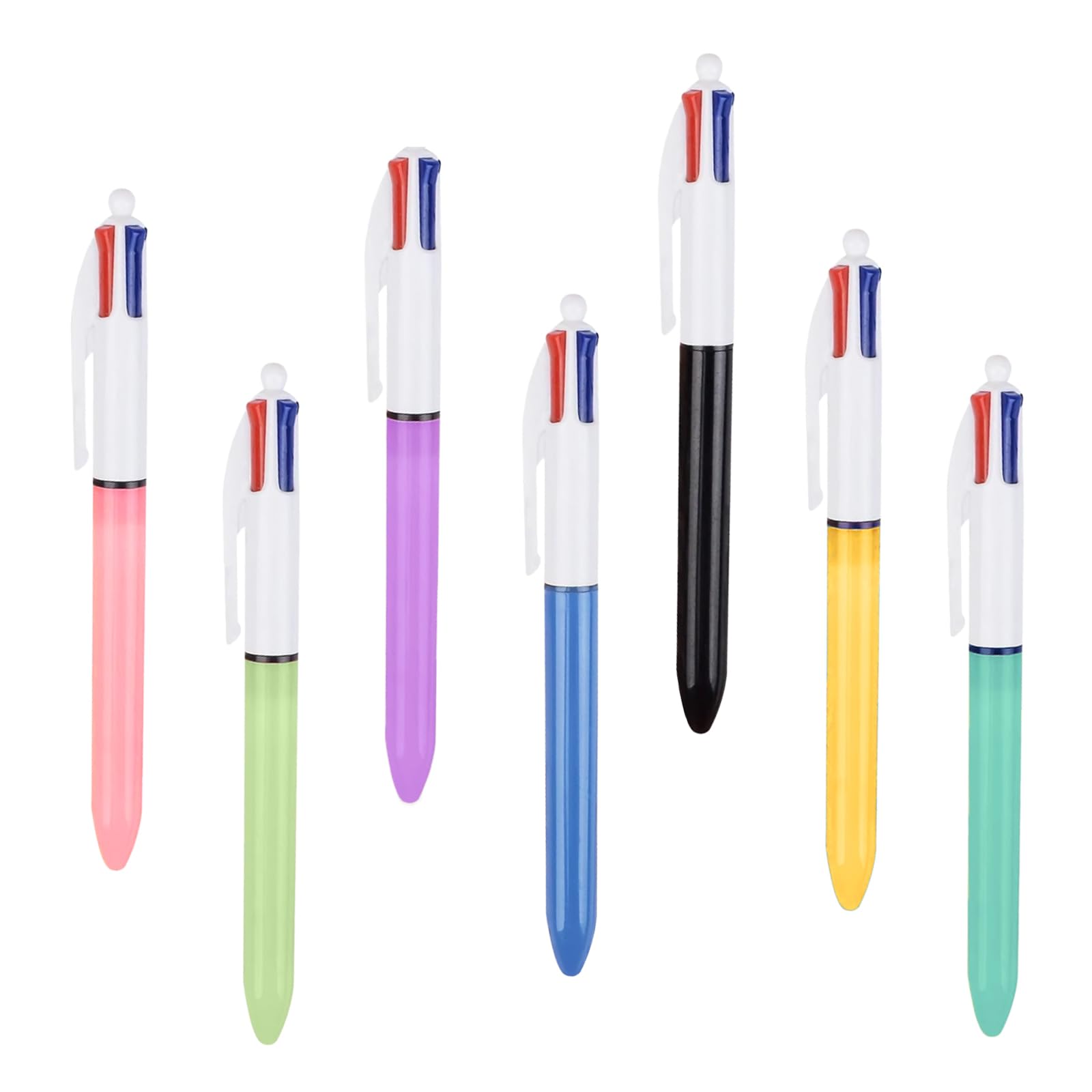 Finehenchi 7 Pack Pens Multicolour, 4 Colour Pens All In One Multicoloured Pen, Retractable Ballpoint Pen Medium 1.0mm Multi Coloured Pen All in One for School Office Supplies