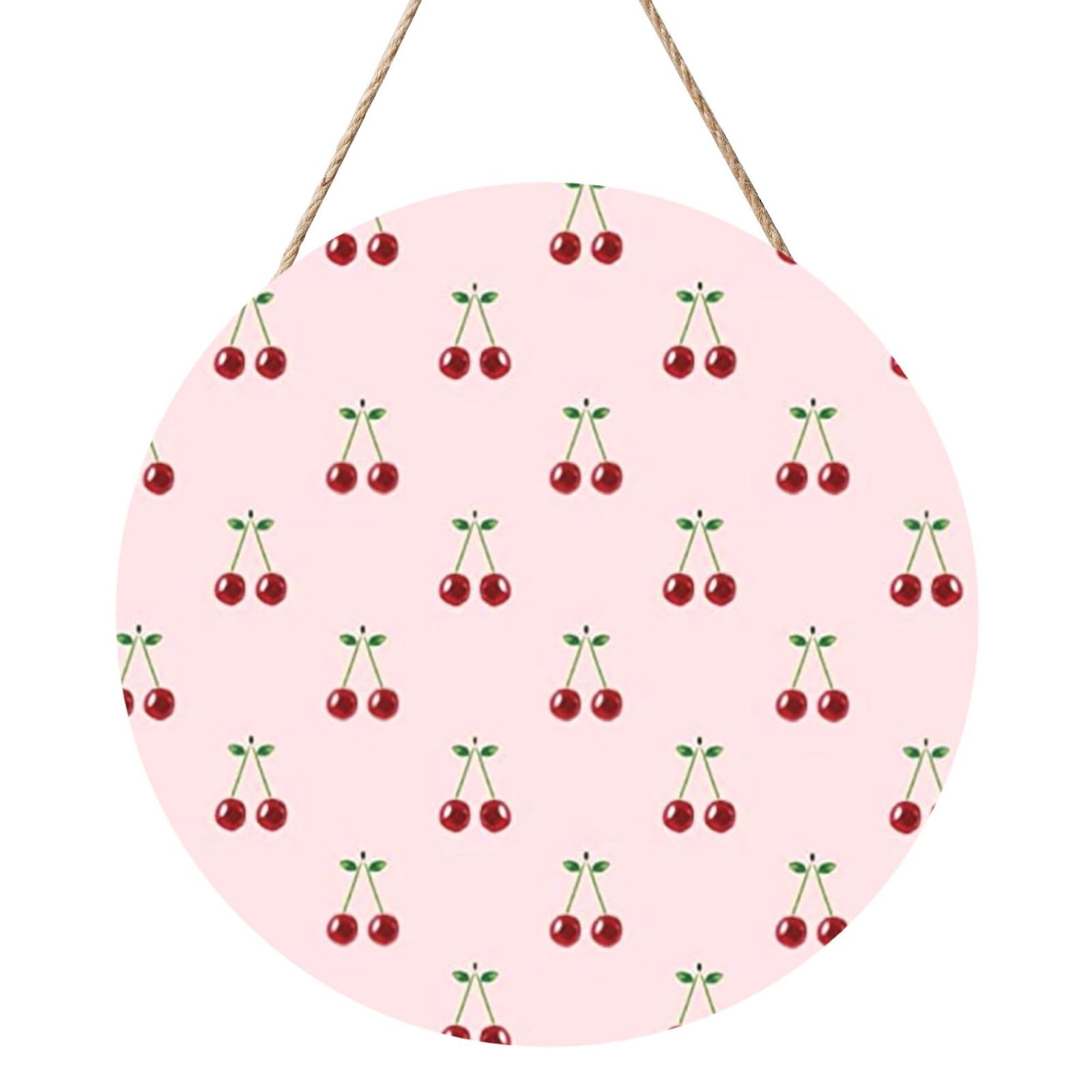 InOmak Rose Red Cherry, Round Wood Panel Painting 12 in, Wall Hanging Painting For Home