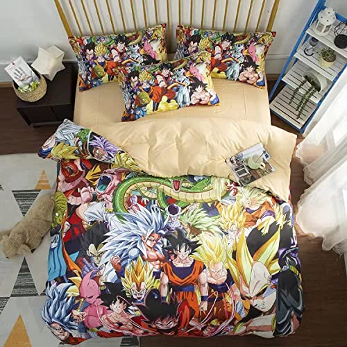 Ssymfgzt Duvet Cover Set, 3 Pieces Of Anime Dragon Ball Z Bedding Set (1 Duvet Cover + 2 Pillow Pads), Super Soft Microfiber Bedroom Decoration, Easy To Care, Twin (B3598) #TOP4