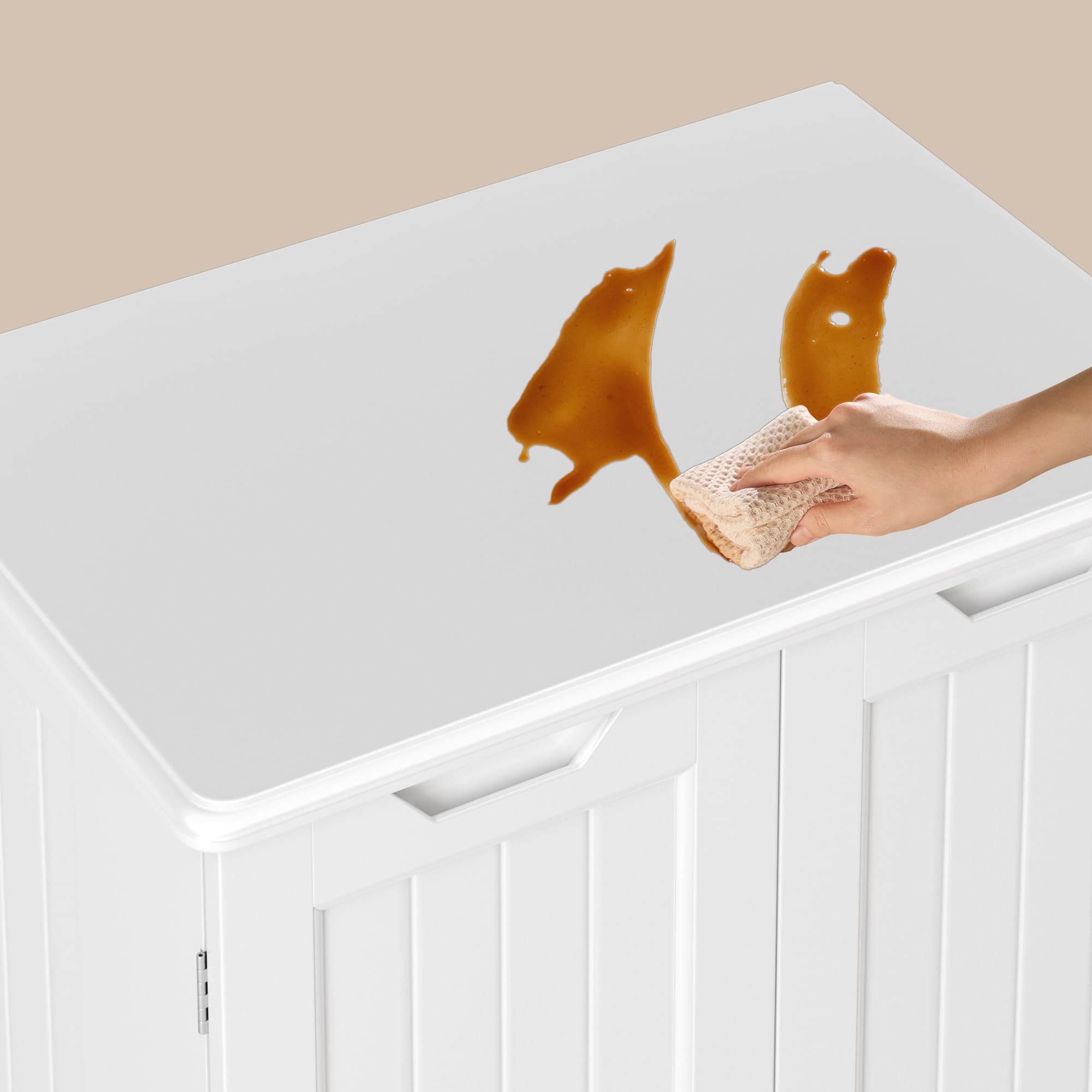Bealife Hochschrank, Küchenbuffet mit 2 Schubladen und 2 Türen, Freistehender Küchenschrank für Küche, Esszimmer und Wohnzimmer, Weiß