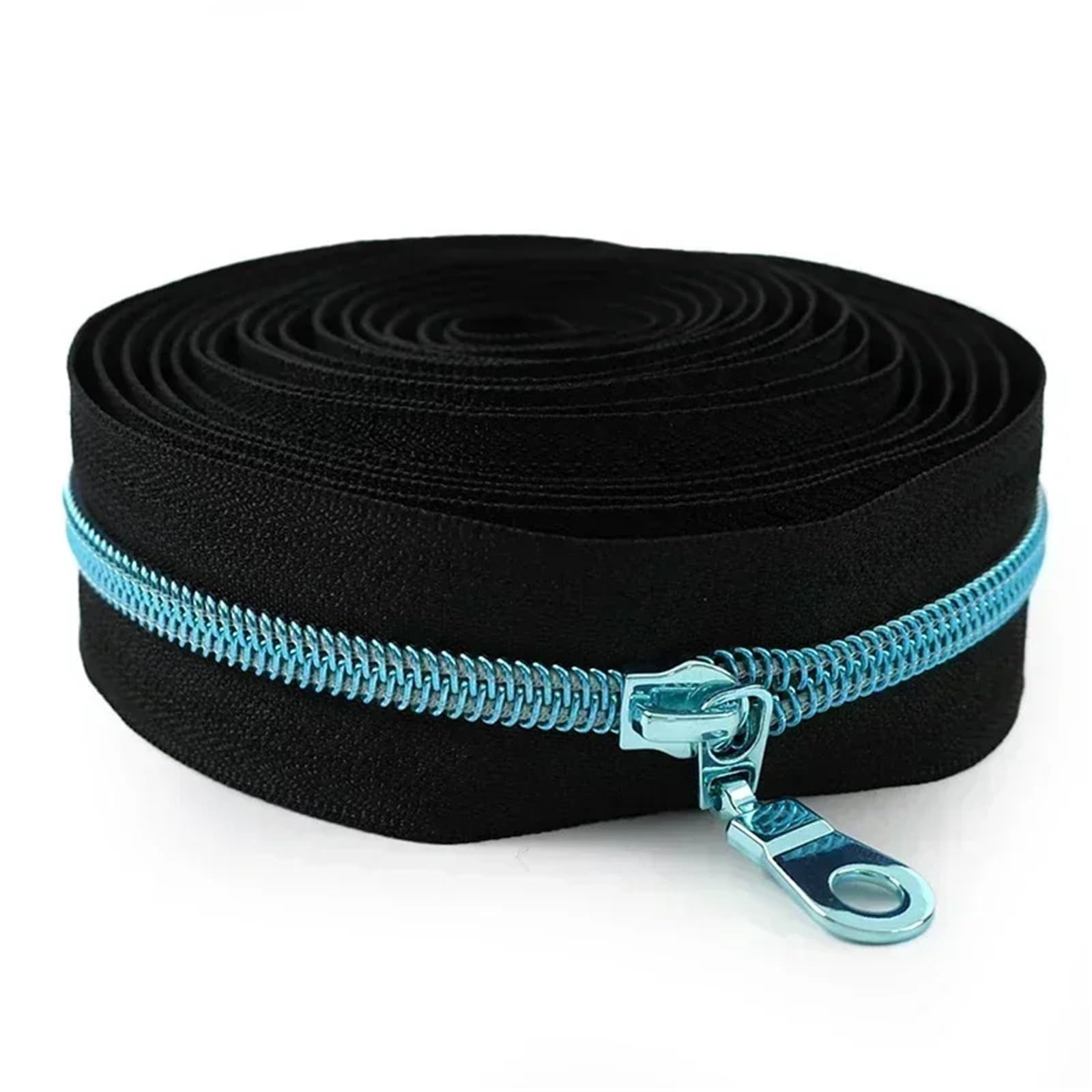 Two Way Zipper 1-5M 5# Nylon Zippers Tape with Zipper Puller Sewing Bag Clothing Zips Head Shoes Jacket Zip DIY Tailor Accessories(KY377ZT179-LightBlue,5M+5Pcs)