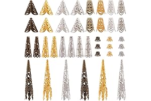 450PCS Long Flower Bead Caps for Locs, Tibetan Iron Filigree Spacers