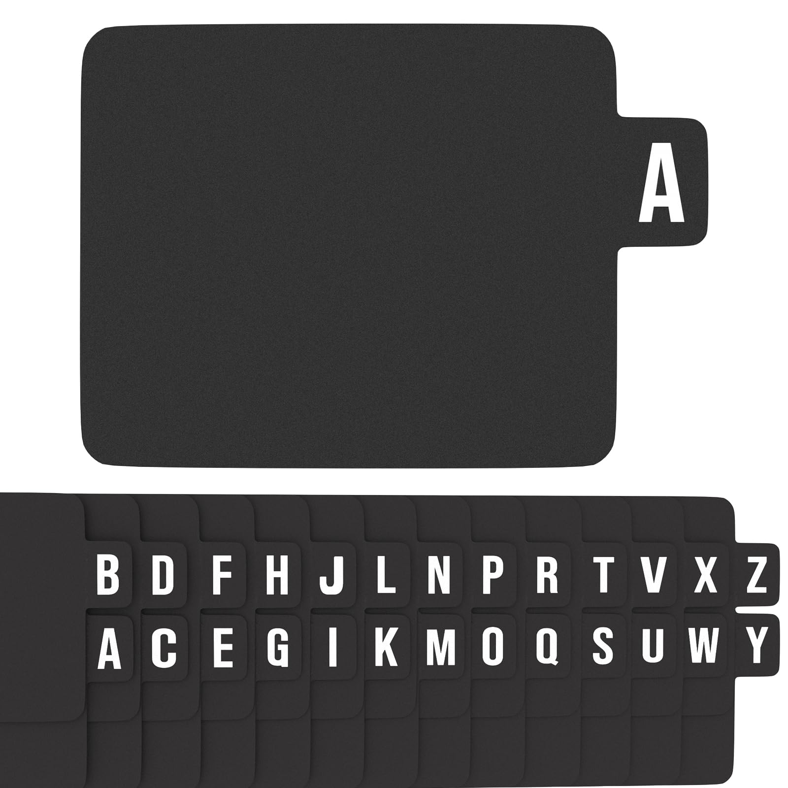 アルファベット 仕切りカード 26枚組 A-Z 索引 黒 高耐久PP製 16×13cm DVD/CD/書類整理 本棚 図書館 業務用