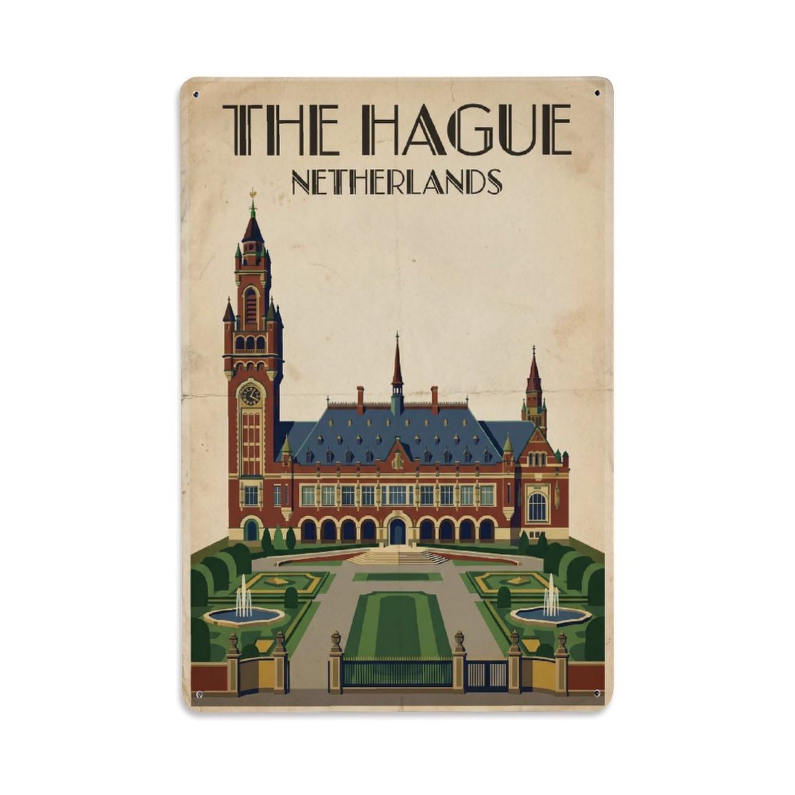 Netherlands The Hague Vintage Travel Metal Tin Sign