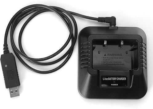 Charger Base USB Plug for Baofeng Radios, USB Cable Compatible with UV-5R, UV-5RE, DM-5R, etc