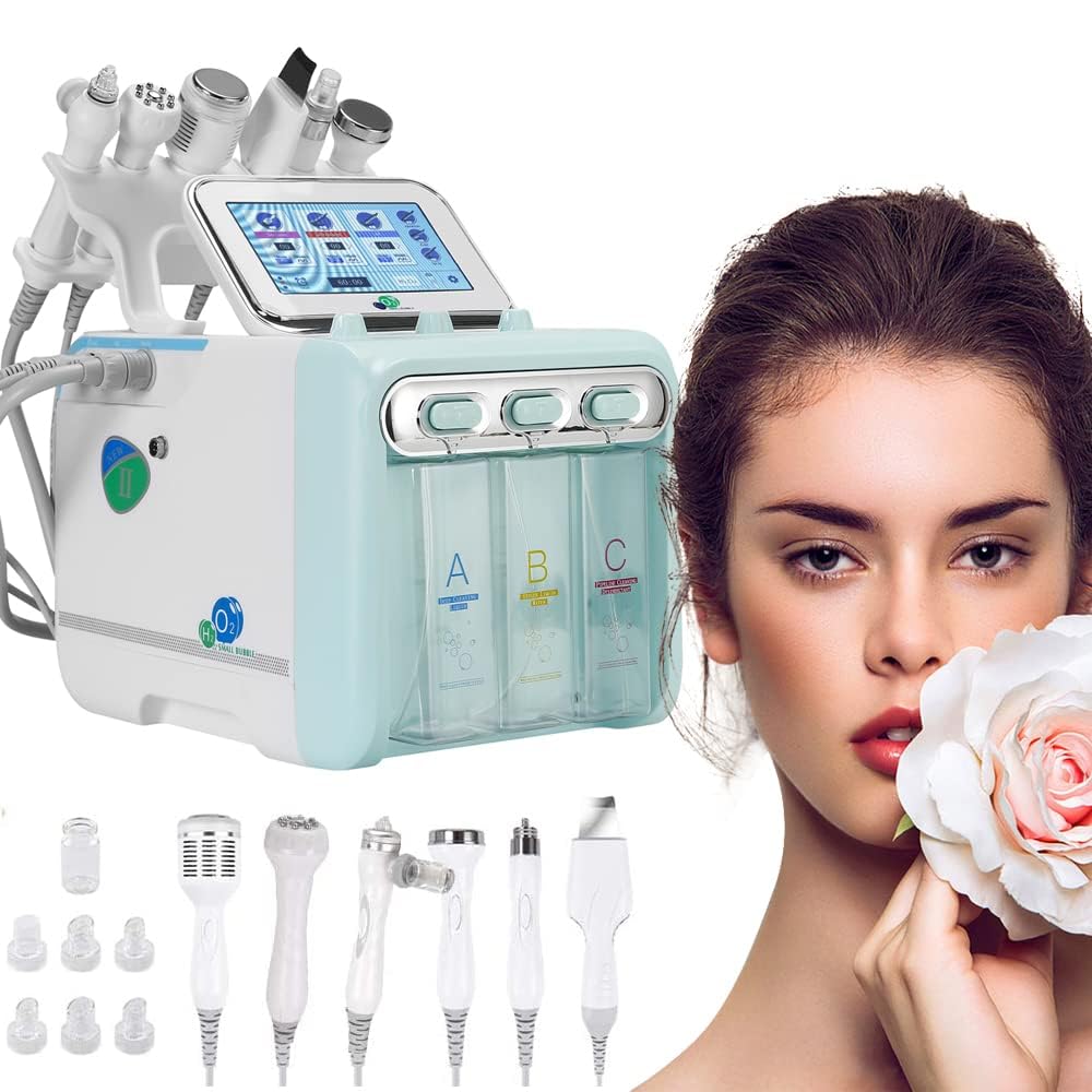 Macchina facciale idro-dermoabrasione professionale 6 in 1 con dispositivo di rimozione dei punti neri e aspirazione dei pori per la cura della pelle del viso