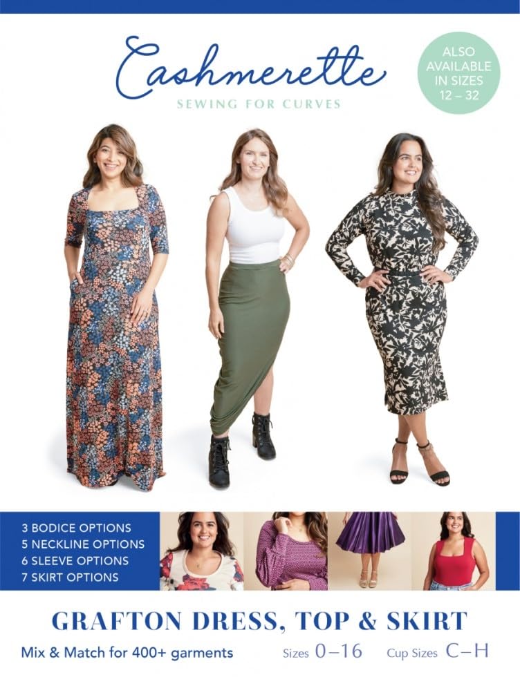 Cashmerette Grafton Dress Top & Skirt Sewing Pattern Women Sizes XS-3XL White