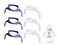 Vista 1 de Asas para biberones Philips Avent, anticólicos y AirFree, soporte compatible con biberones de Avent, 6 unidades morado + blanco