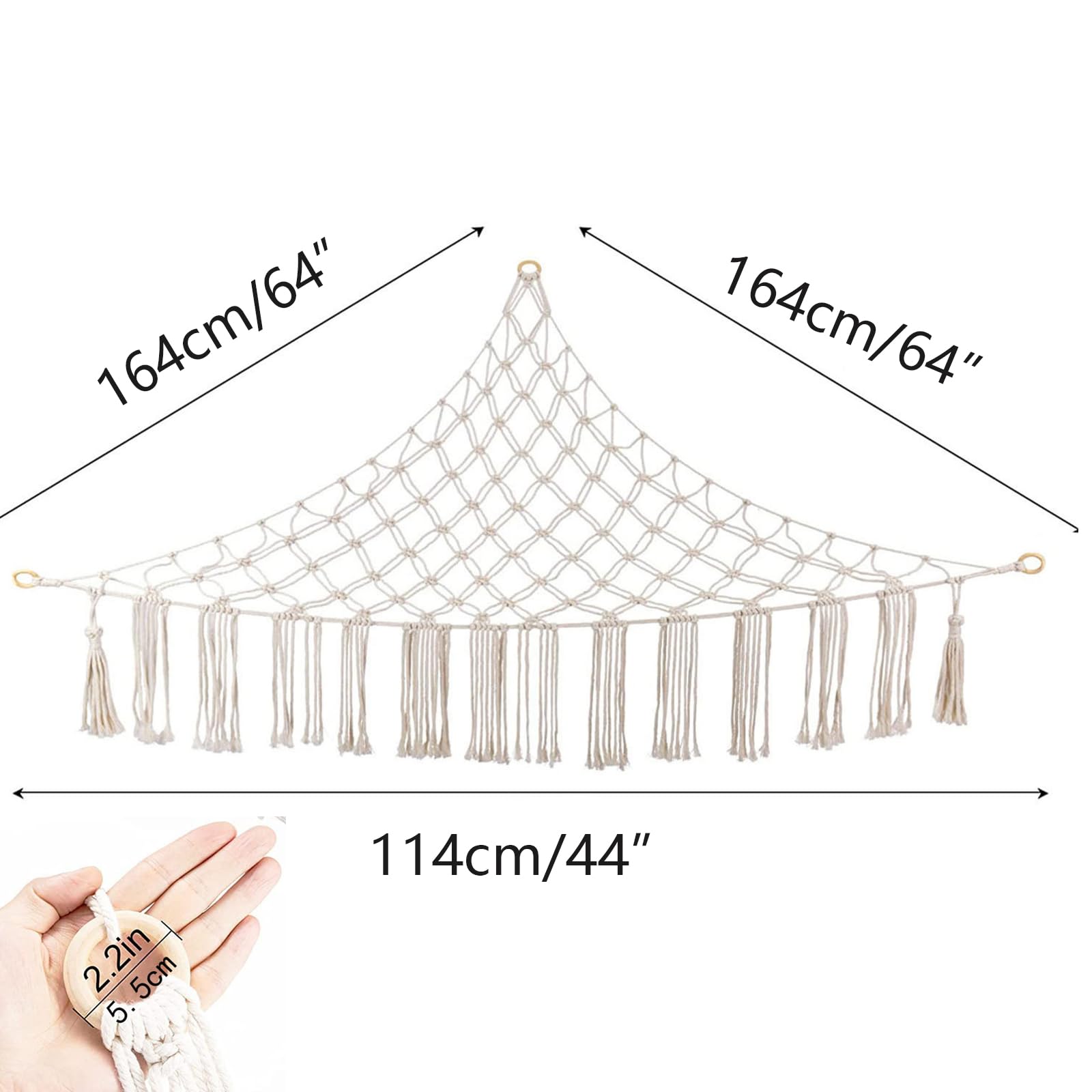 ieron Soft Toy Hammock for Stuffed Animal Large Mesh Net Keep Bedroom Nursery Tidy Wall Sling Soft Toy Storage Organizer Wall Corner Decor 64.6x64.6x44Inches - Image 2