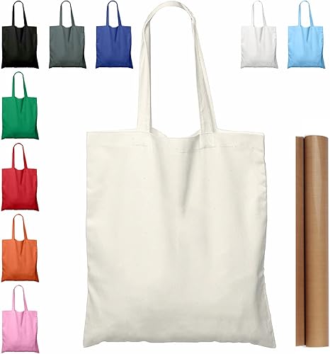 NPBAG 5  15  25  Paquete de 50 bolsas de algodón natural de 15 x 16 pulgadas bolsas ligeras de tela en blanco a granel con 1 hoja de teflón de PTFE