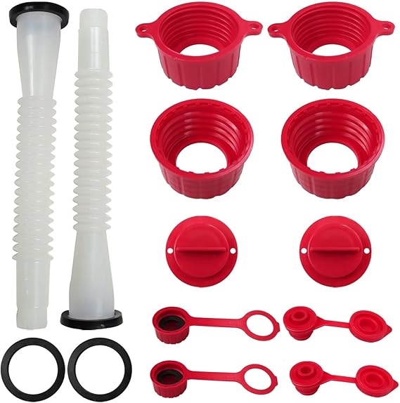 2Pcs Universal Replacement Gas Fuel Can Long Spout (Nozzle) Vent Kit Fits For