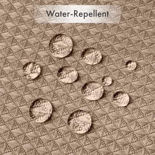 Image of AmazerBath Taupe Shower Curtain Waffle Textured, Fabric Shower Curtain Tan Thick Heavy Duty 240GSM Hotel Quality Bathroom Shower Curtains, 72 x 72 Inches