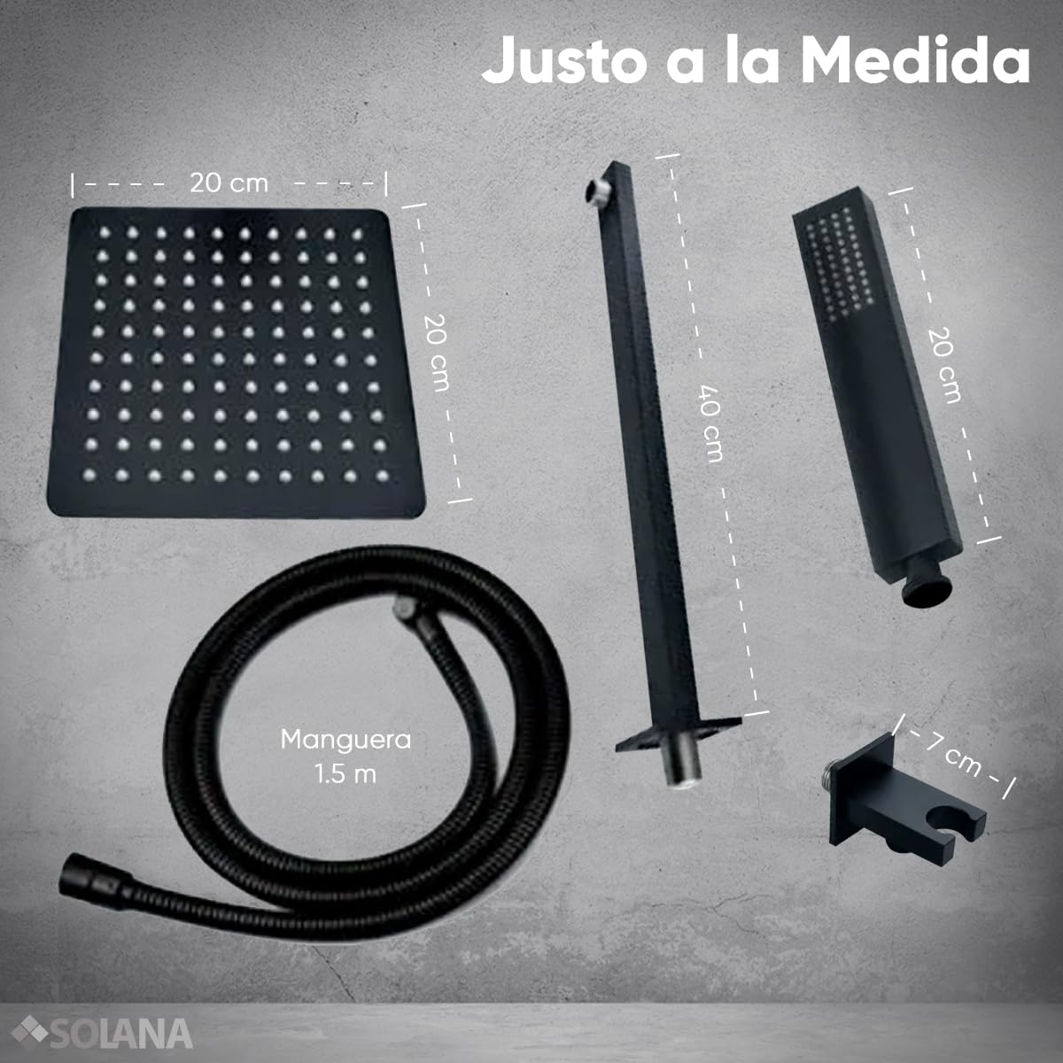 SOLANA Regadera De Baño Cuadrada Con Sistema Interno Modelo Zaire Marca  Solana Con Salida De Agua Superior Modo Lluvia Y Regadera De Mano Y Sistema  Monomando (BLACK) : Amazon.com.mx: Herramientas y Mejoras