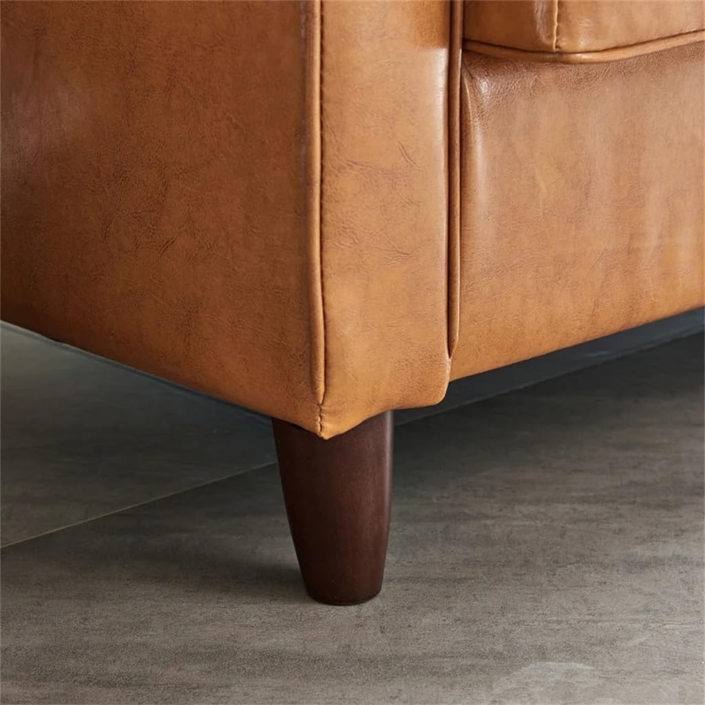 Vegan Leather Sofa with Wooden Legs and Storage Space, Suitable for Living Rooms and Apartments