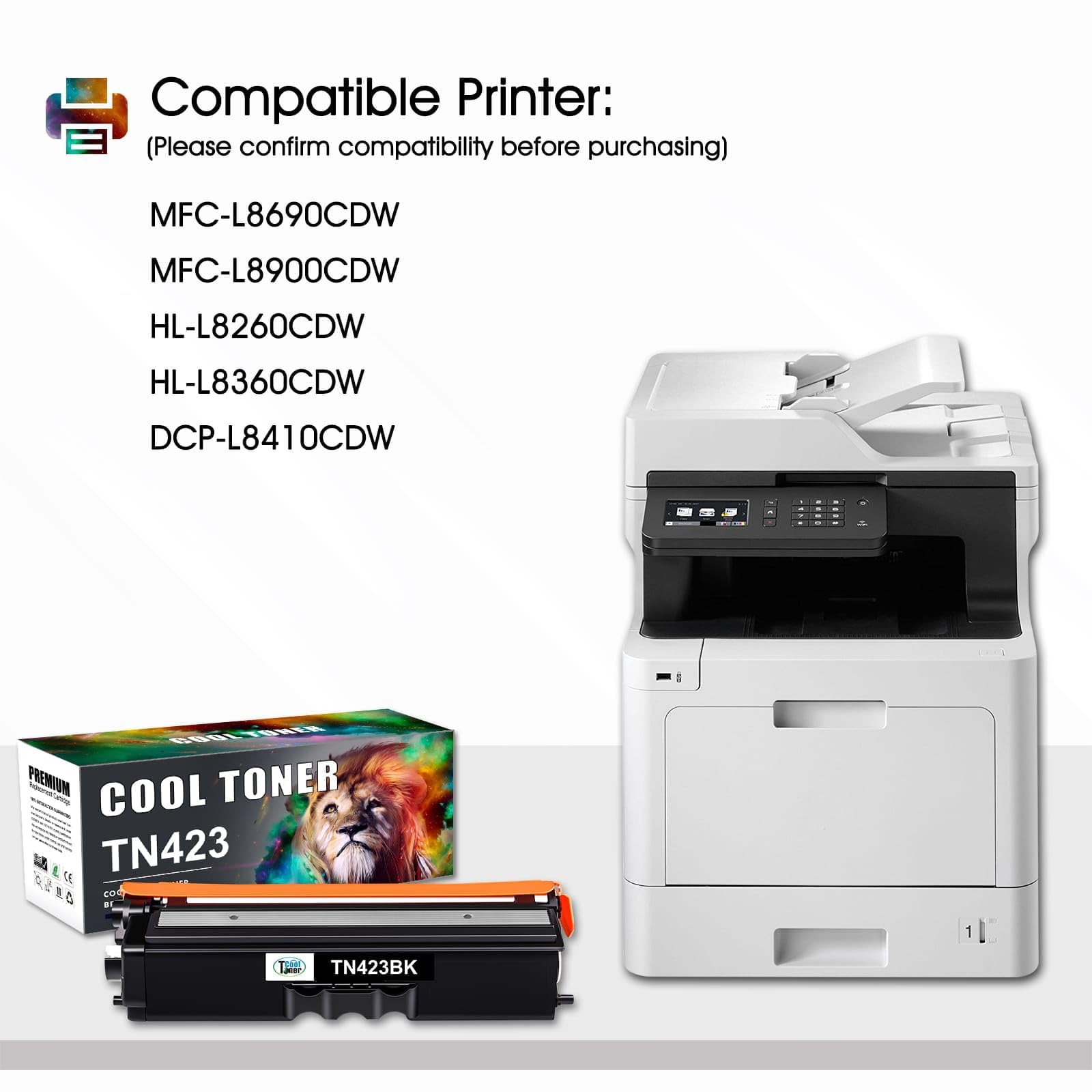TN423 MFC-L8690CDW Toner Kompatibel für Brother TN-423 TN 423 5-Pack | MFC L8690CDW HL-L8260CDW DCP-L8410CDW MFC-L8900CDW HL-L8360CDW Serie Druckertinte TN-421 TN421 421 Schwarz Cyan Gelb Magenta