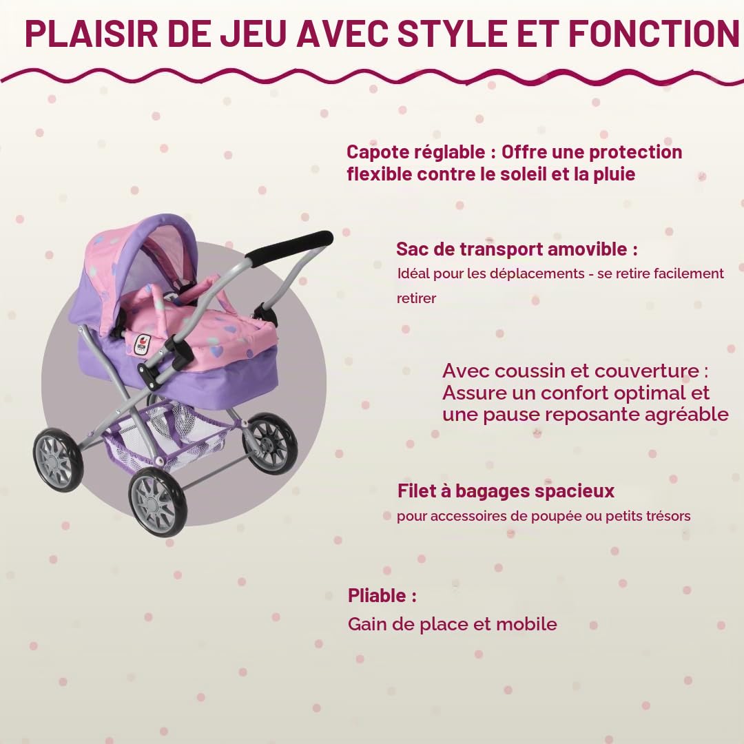 Bayer Chic 2000 Poussette Poupon Smarty | Mon Premier Landau Évolutif | Une première poussette pour poupon haut de gamme, saine et parfaitement adaptée aux tout-petits dès l'âge de 2 ans.