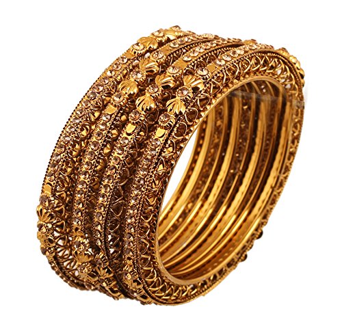 Touchstone "Golden Bangle Collection Indian Bollywood Ethnic Filigree Yellow Rhinestone
