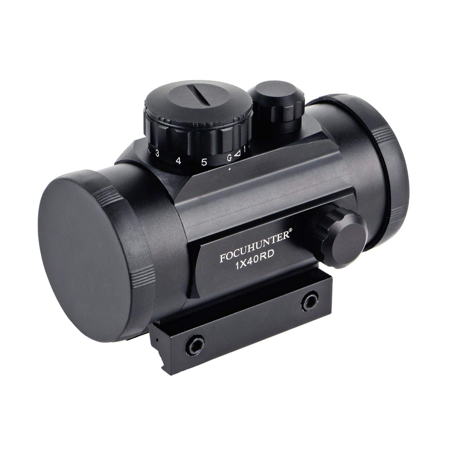 FOCUHUNTER Red Dot Sight Optics 5 Brightness Settings Red/Green Tactical Rifle Scope with 20mm Picatinny Rail Mount and Flip-Up Covers for Hunting
