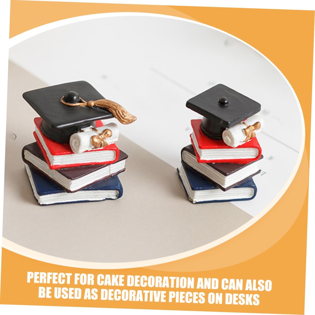 3pcs Graduation Cap and Book Cake Toppers Set Non-edible Graduation Cake Decorations for Grad Parties Cupcake Picks Dessert Ornaments