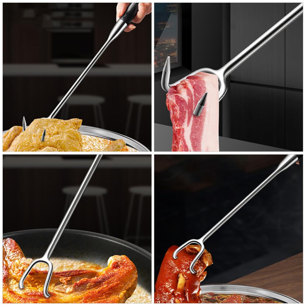 Zonon Grill-Flipper Aus Edelstahl – 35 Cm Langer Fleischhaken Mit Spitzer Spitze, Perfekt Zum Wenden Und Greifen