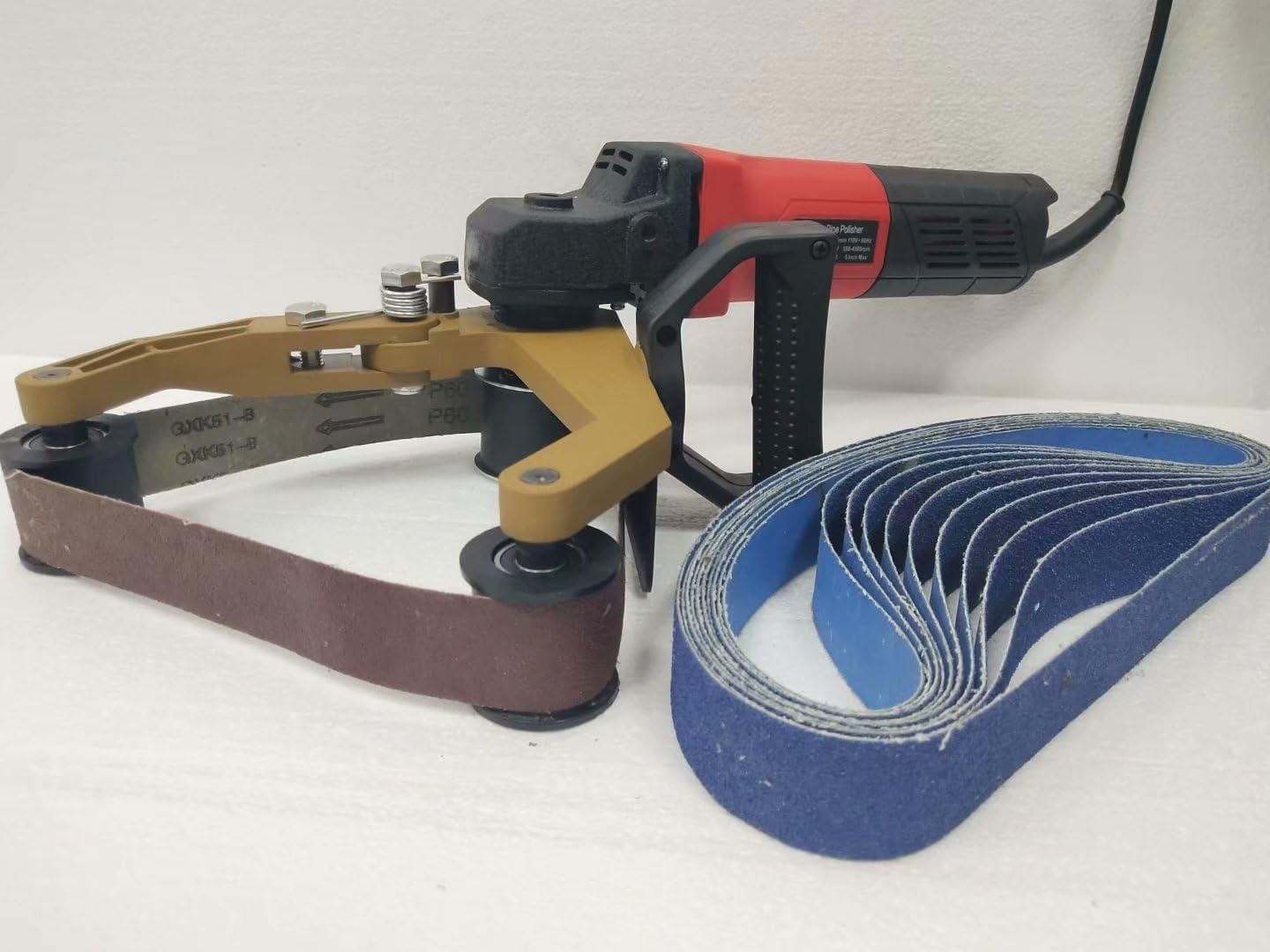 Pipe Tube Polisher Sander and 200 pieces zirconia sanding belt 1-1/2" x 30" Grit 36 60 120 180 240 320 Grits rail grinder