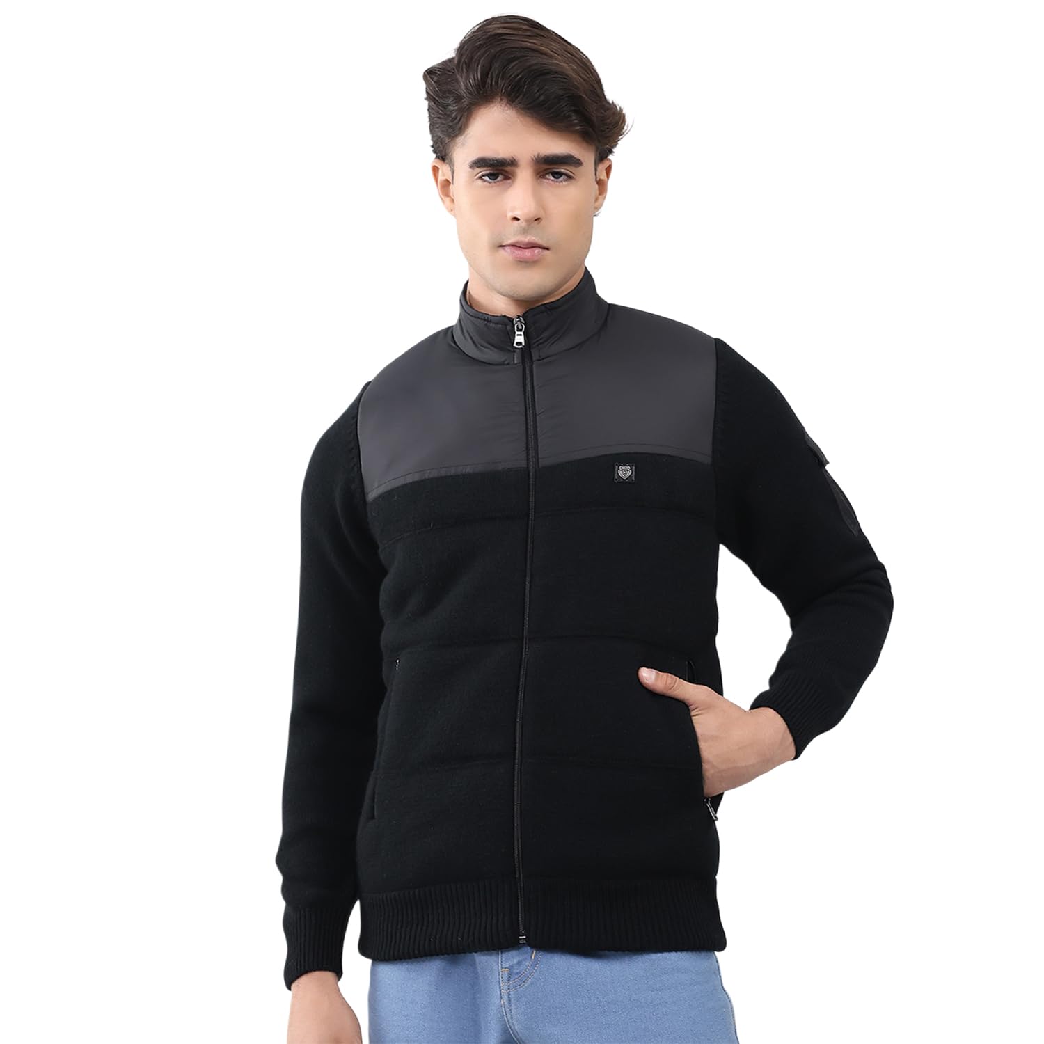 monte carlo Men Regular Fit Self Design Mock Neck Side Pocket Zipper Full Sleeve Winter Jacket|Men Puffer Jacket | Lightweight Warm Quilted Winter Coat | Trendy Winter Jackets For Men (Pack Of 1)-picture-53