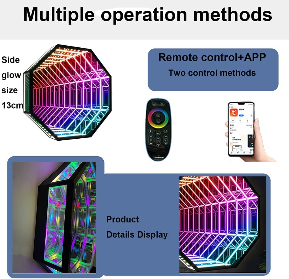 Tunnel Lamp 3D Mirror Wall Hanging Lights 3D Infinity Mirror Light Night Light for Christmas Birthday Party Kids — view 3