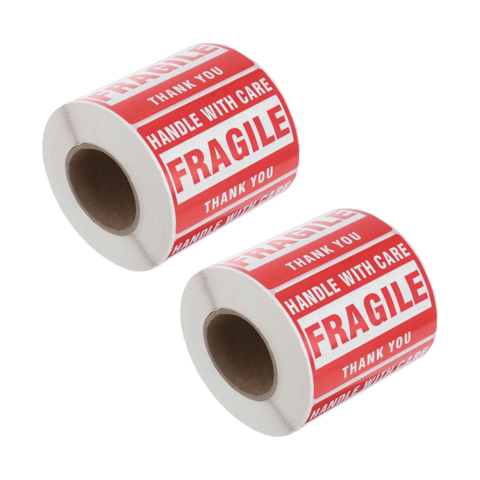 TEHAUX 2Rolls Self Adhesive Barcode Warning Caution Stickers Red Safety Labels for Packaging and Shipping Total Stickers Per