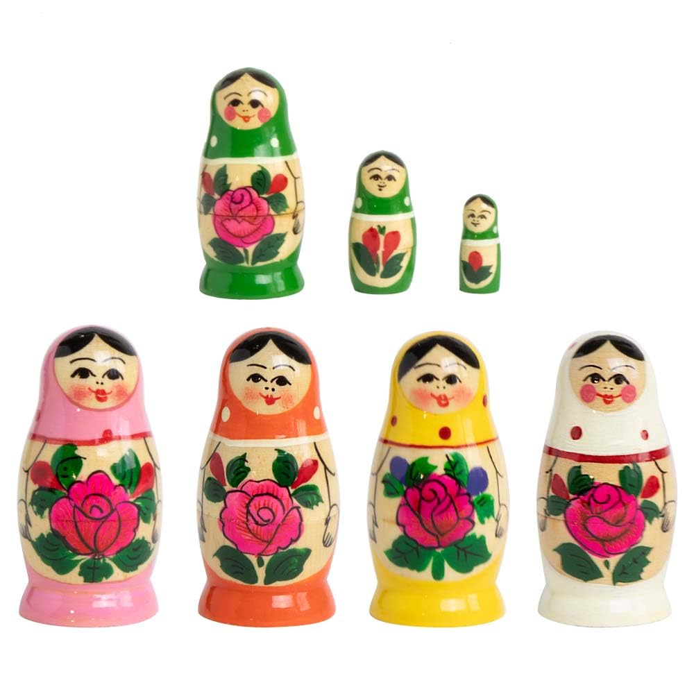 Rossijanochka Matrioszka 7 cm – 3 drewniane lalki – różne motywy