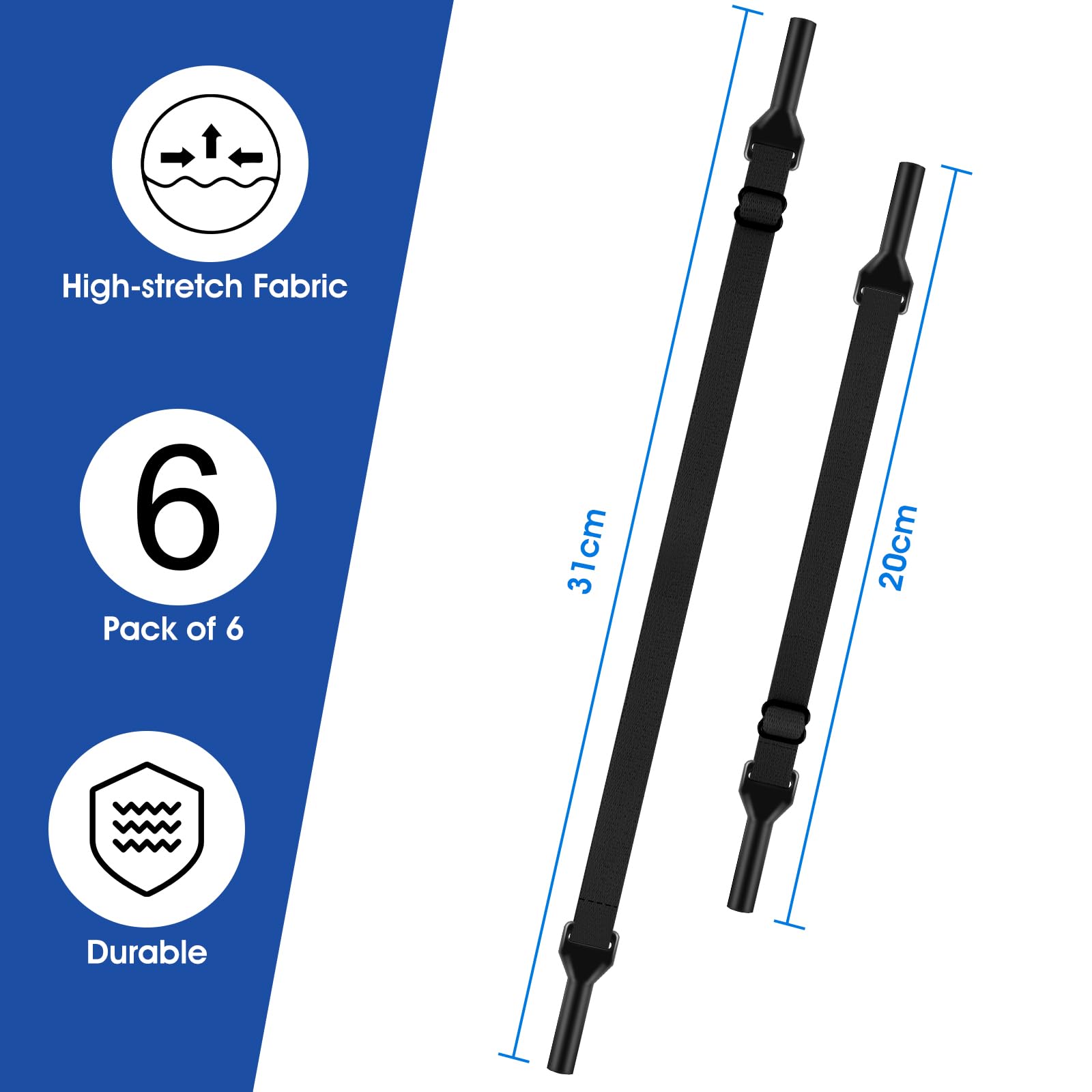 6 Brillenband Stabil & Rutschfest, Verstellbar Sportbrillenband, Brillen Band mit Hoher Flexibilität Fit Verschiedene Sportarten, Brillenband Herren & Damen für alle Kopfumfangs