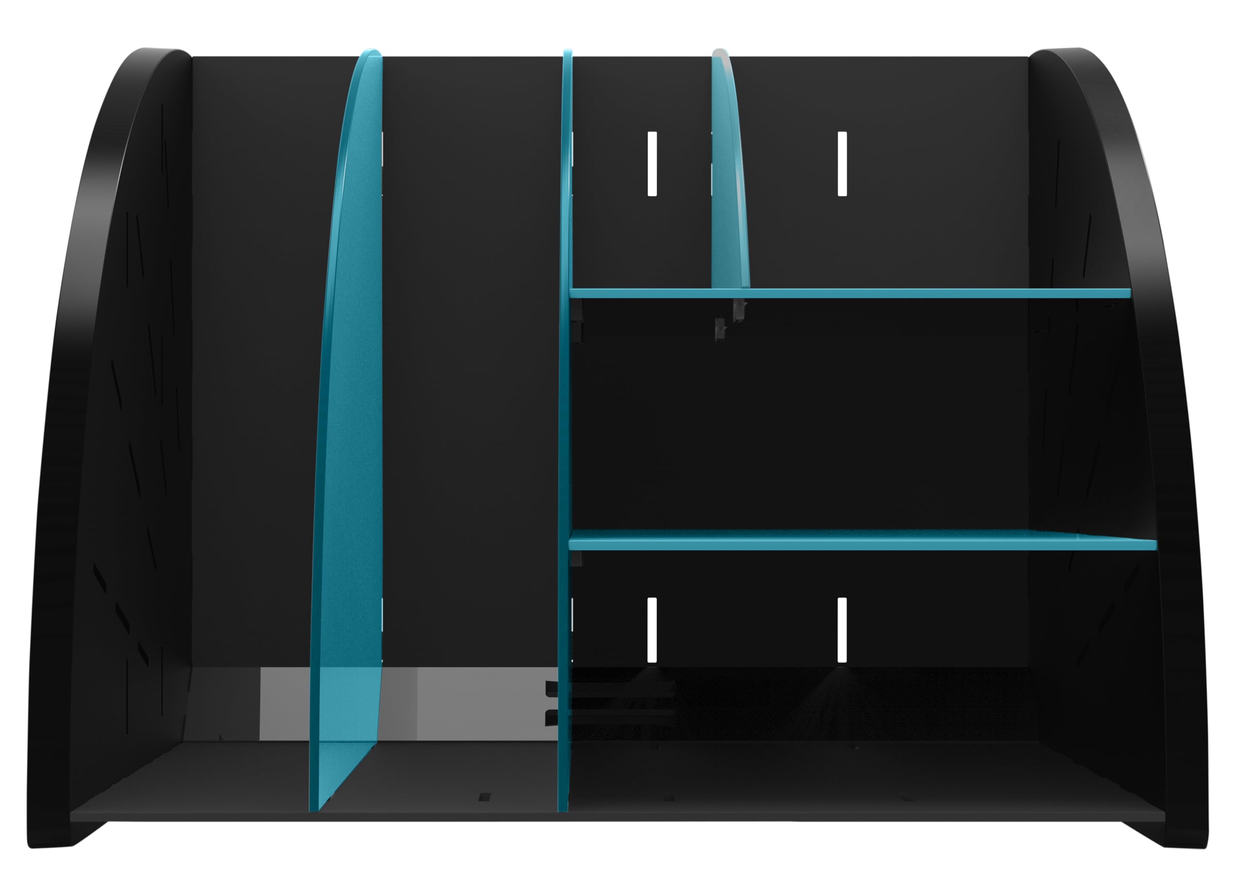 EXACOMPTA - Rif. 394505D - 1 organizer da scrivania, organizer NeoDeco, accessorio da scrivania multifunzionale 6 scomparti A4, A5, A6 verticale/sdraiato, prof 36 x 29,5 x 6 cm, nero/blu anatra