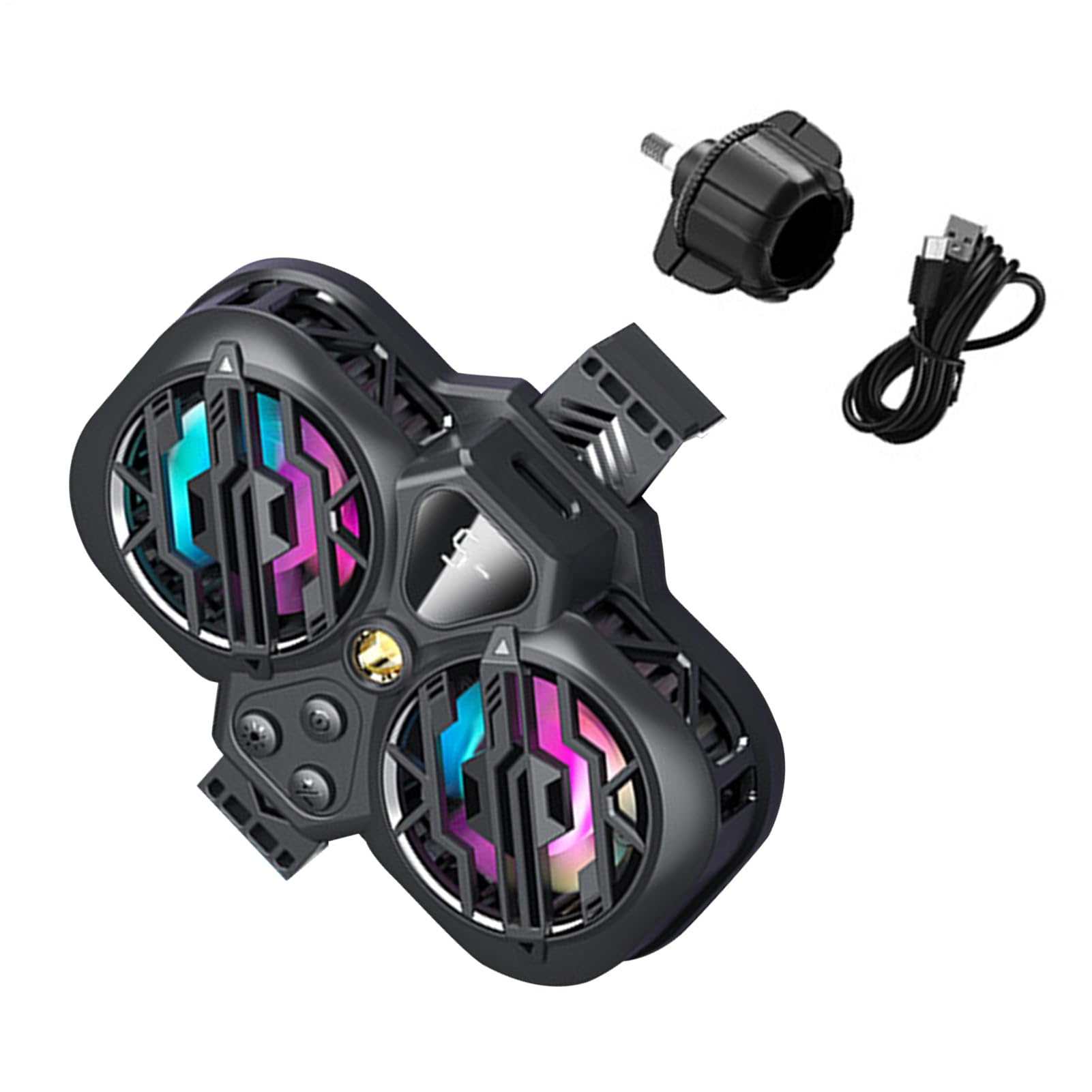 Phone Cooler, Core Mobile Blower, 2.68-3.46 inches Adjustable RGB Cooling Device, Quiet Operate, Two Fan System, Games Use, Smartphone Heat Reduction, Performance Booster