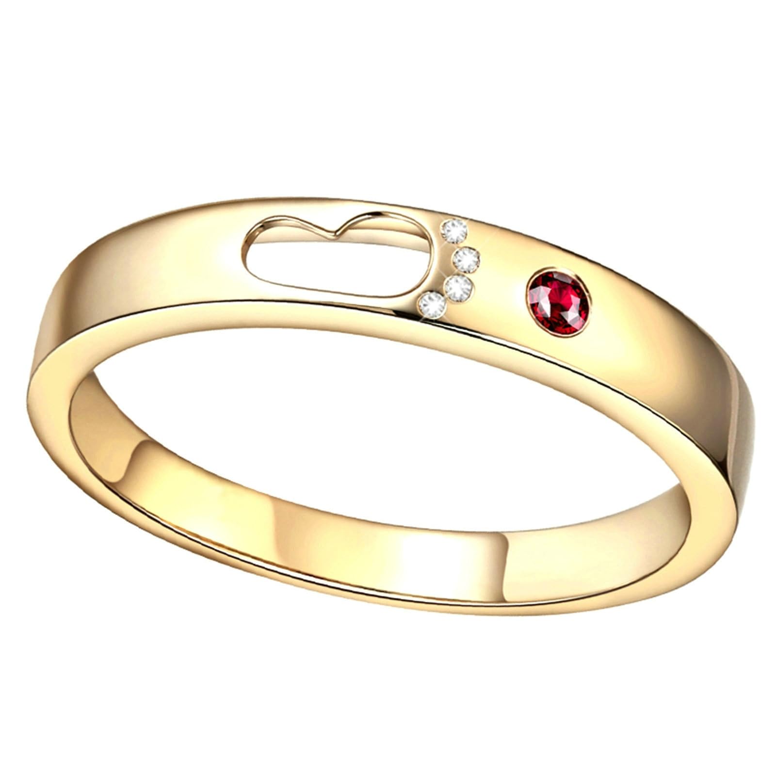 Anello di Matrimonio Oro 14K, Anelli Fidanzamento Donna e Uomo Design Vuoto Impronta Rubino Rosso Sintetico e Moissanite Fedi Nuziali Coppia Oro Rosa