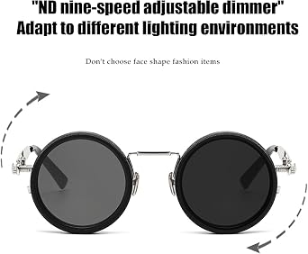 Adjustable Tint Polarised Round Sunglasses 1–9 Gear ND Filter Resin Lenses UV Protective Retro Eyewear Lightweight Non Slip Fit for Outdoor Driving Beach Travel