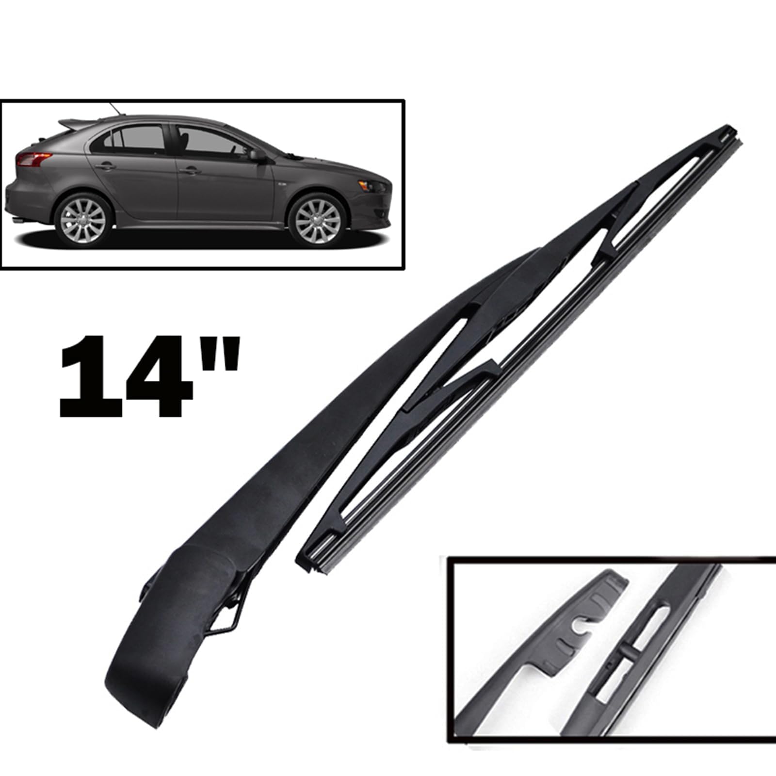 Foto mostrando a traseira de um Mitsubishi Lancer hatch branco que está