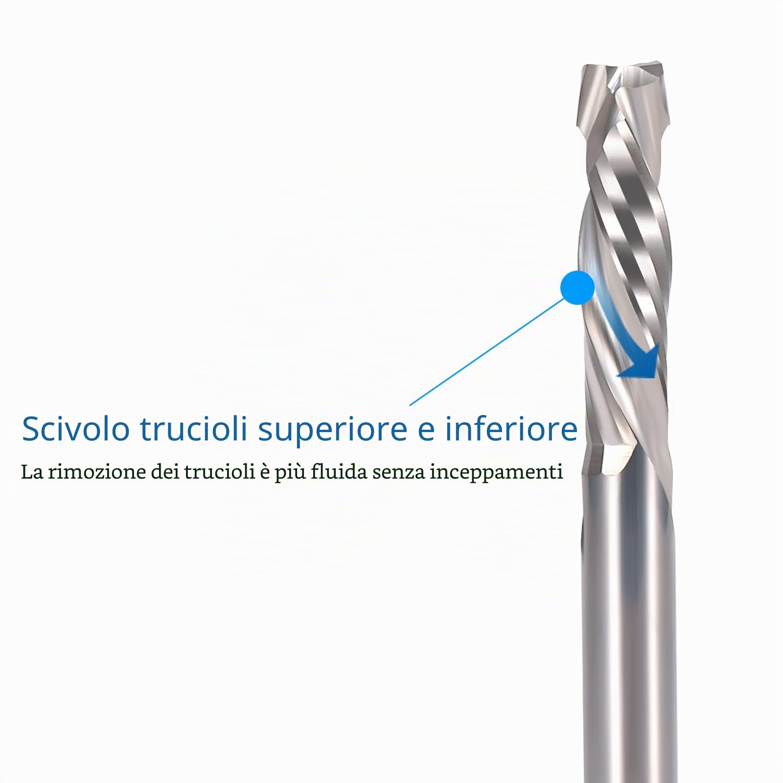 Punta da taglio bidirezionale a doppia spirale in metallo al carburo, per fresa CNC a compressione, per il taglio del legno, 6 x 25 mm