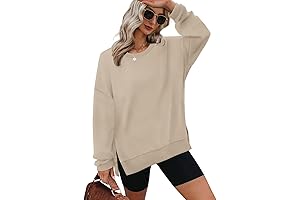 XIEERDUO Women's Oversized Casual Crewneck Long Sleeve Shirts, Loose Fit Top