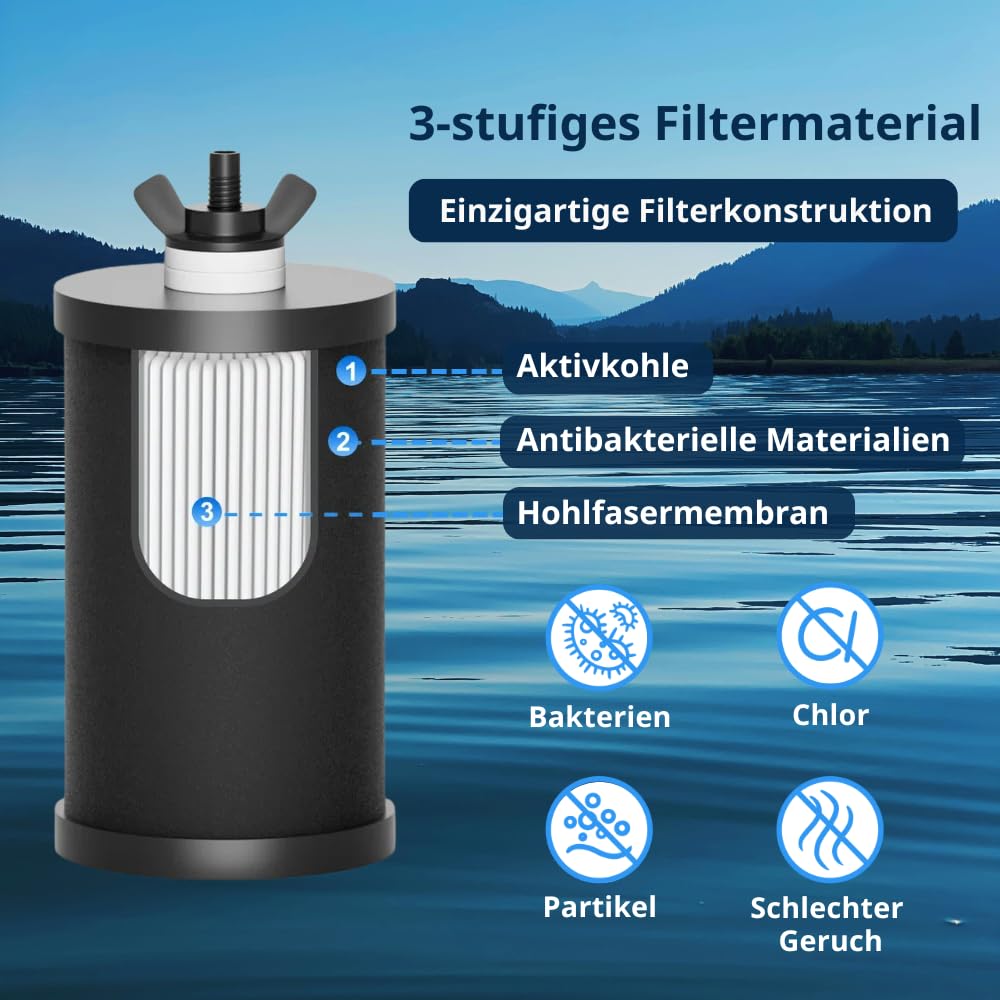 Family Wasserfilter – Fassungsvermögen 8,5 l – Im Lieferumfang enthalten: 2 Eaupure-Filterkartuschen – Filtert Bakterien und Chlor – Immer Trinkwasser