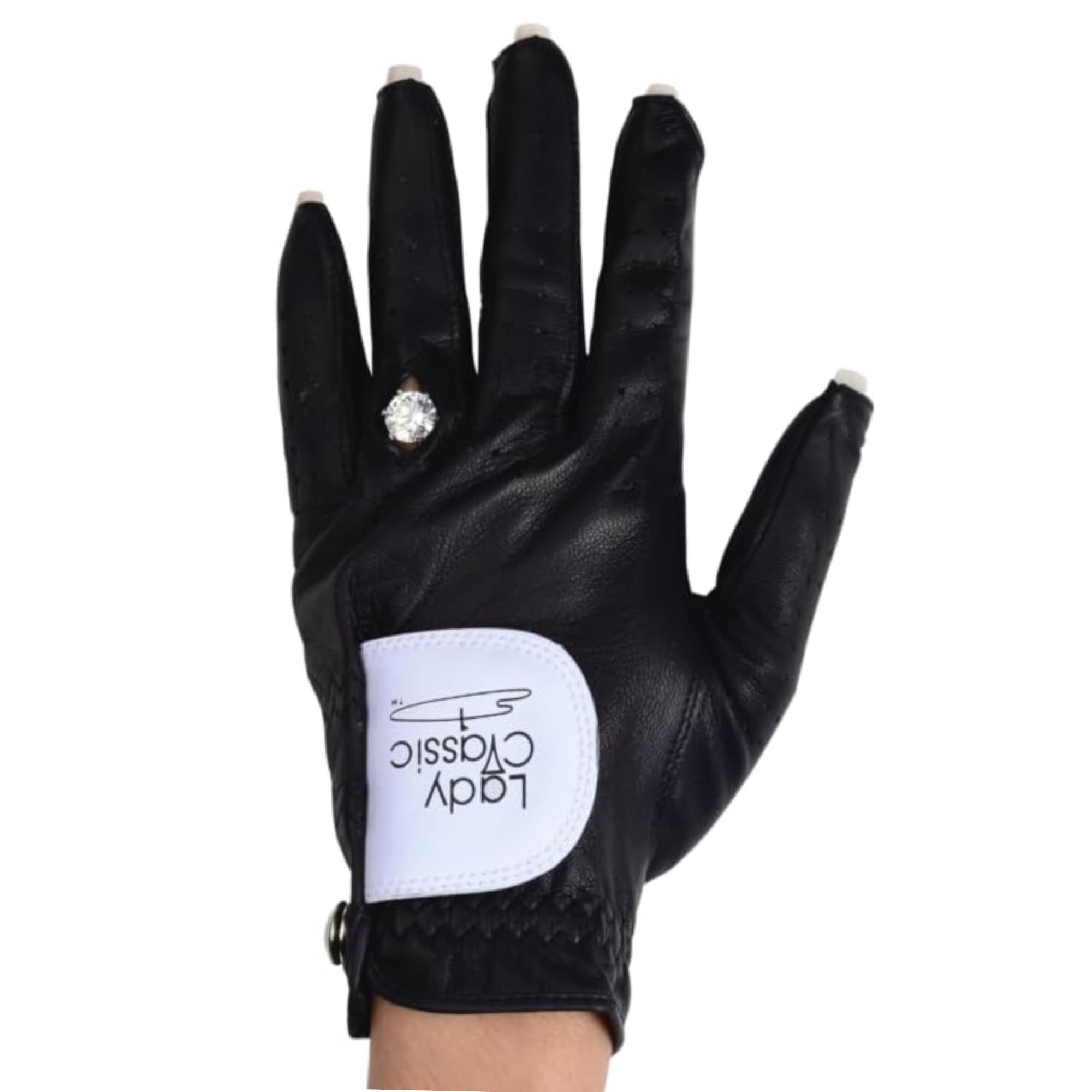 Lady Classic Women’s Left for Right Handed Golfers Golf Glove for Nails and Rings | Contour Fit for Comfort & Open-Tip Nail Slots | Breathable Stylish