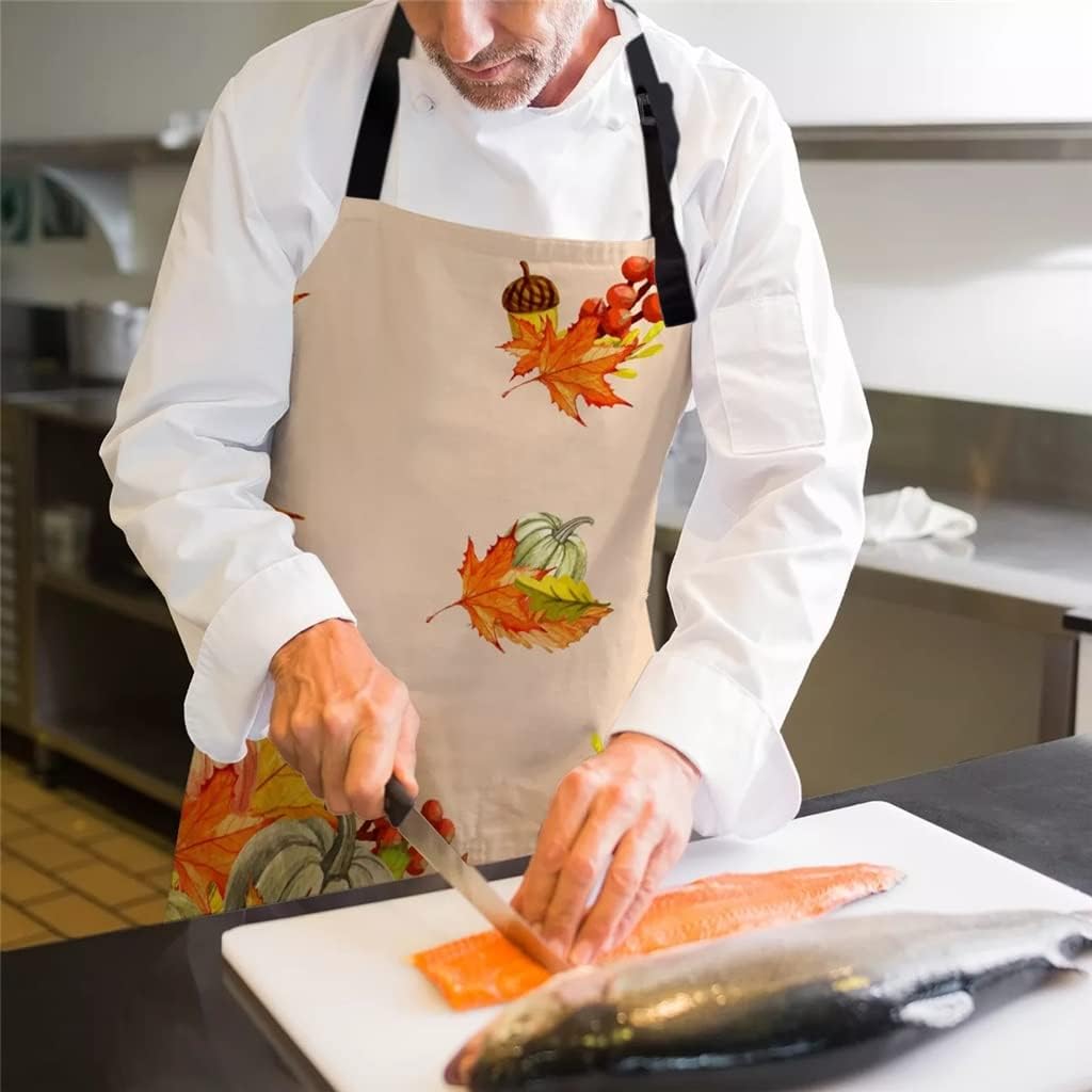 Maple Leaf Fall Vegetable Kitchen Nail Shop Apron for Women Men Kids Aprons Cooking Baking Accessories