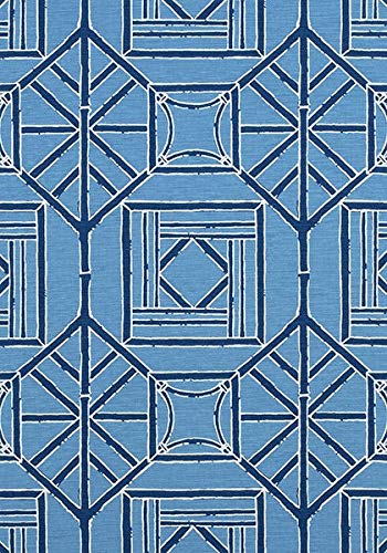 Toll2452 - Funda de almohada (bambú), diseño de panel shoji, color azul y azul marino