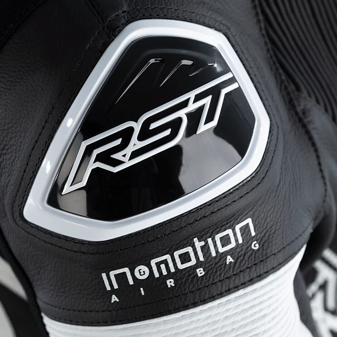 RST Pro Series Airbag Combinaison en cuir de moto une pièce (White/Black,XXL)