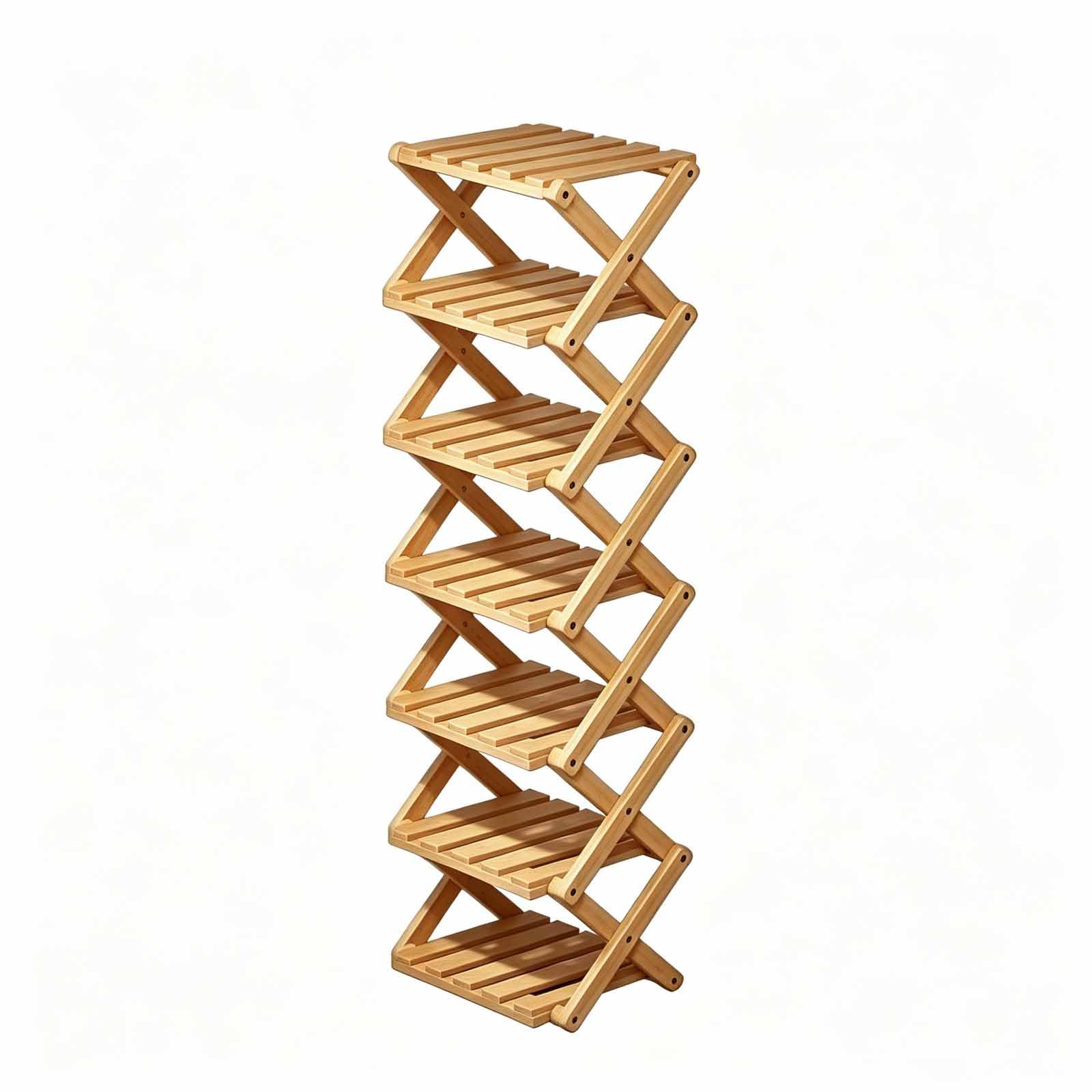 Étagère De Rangement En Bambou Pré-assemblée À 9 Niveaux — Étagère À Chaussures Dangle Pliable En Bambou | Étagère À Chaussures Étroite Et Peu Encombrante (aucun Assemblage Requis) — Idéale Pour