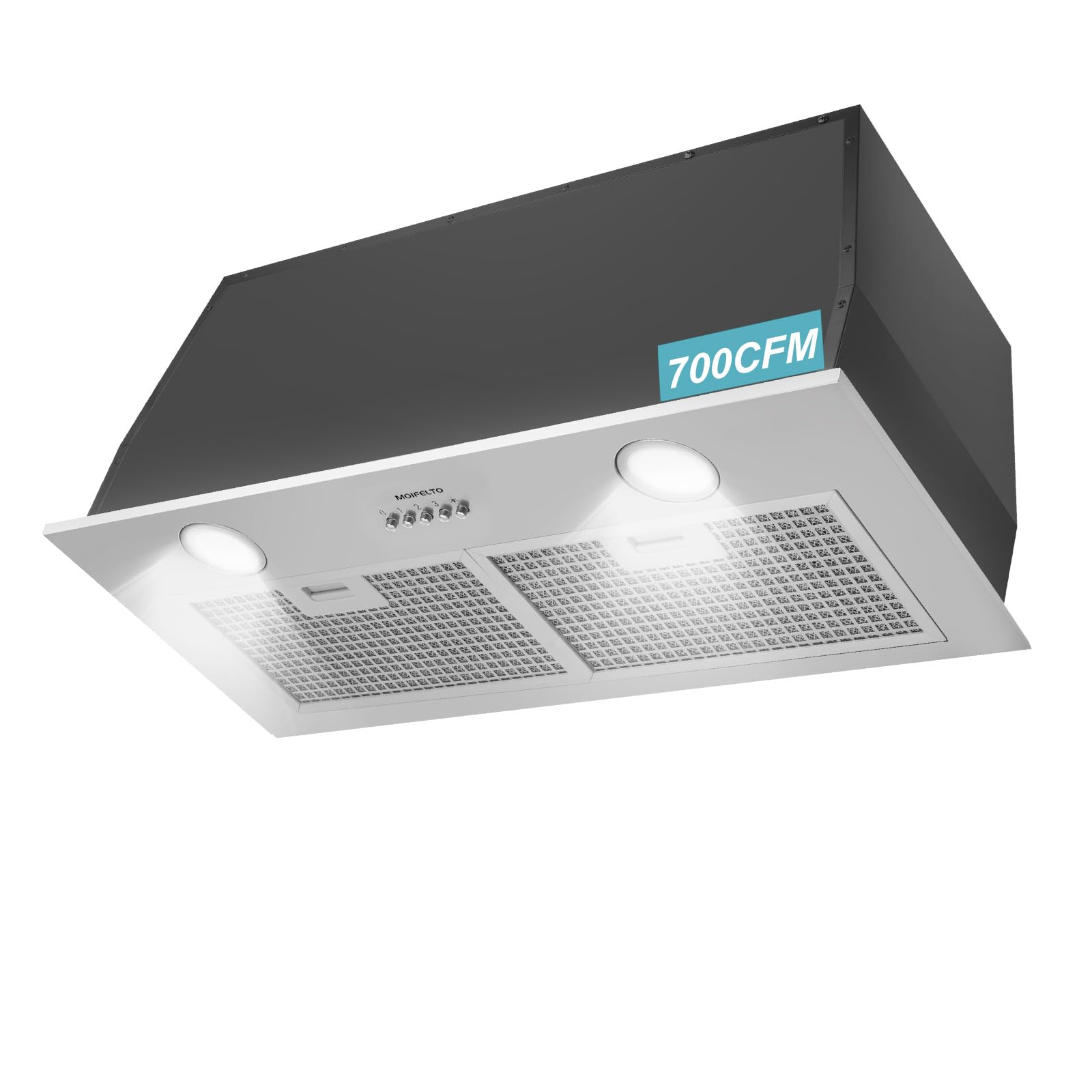 - 700CFM Built-In/Insert Range Hood 30 Inch - Convertible Ducted/Ductless Kitchen Vent with 3-Speed, 2×3W LED Lights & 6-Layer Grease Filters
