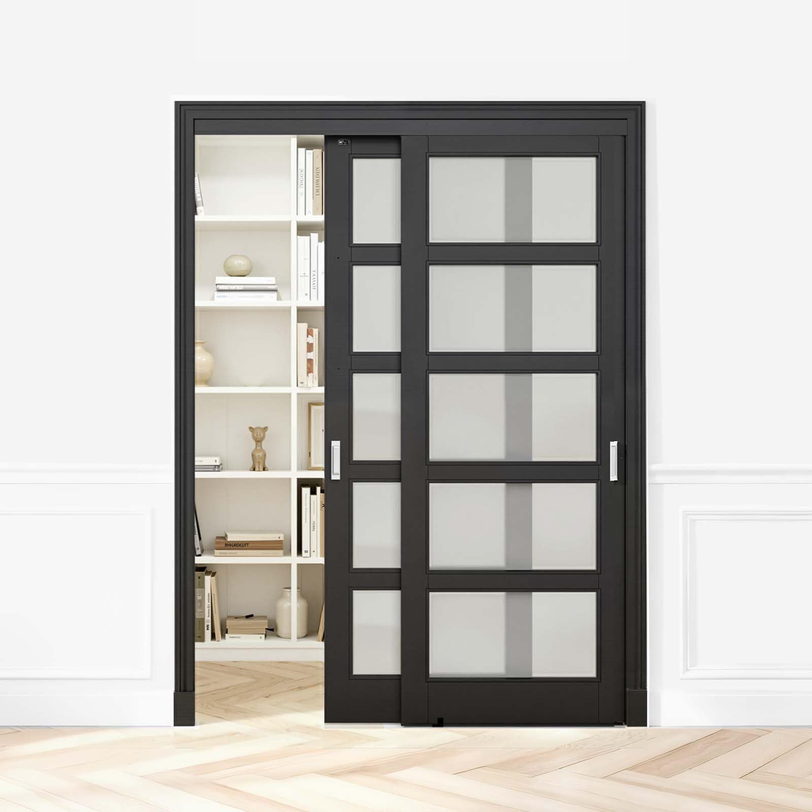 VEVOR Kit de Quincaillerie pour Porte Coulissante Parallèle, Système Coulissant pour Porte de Placard Double Rails 152,4 cm en Alliage d'Aluminium, pour Vantail Épaisseur 2,5-4,5 cm Largeur 76.2 cm