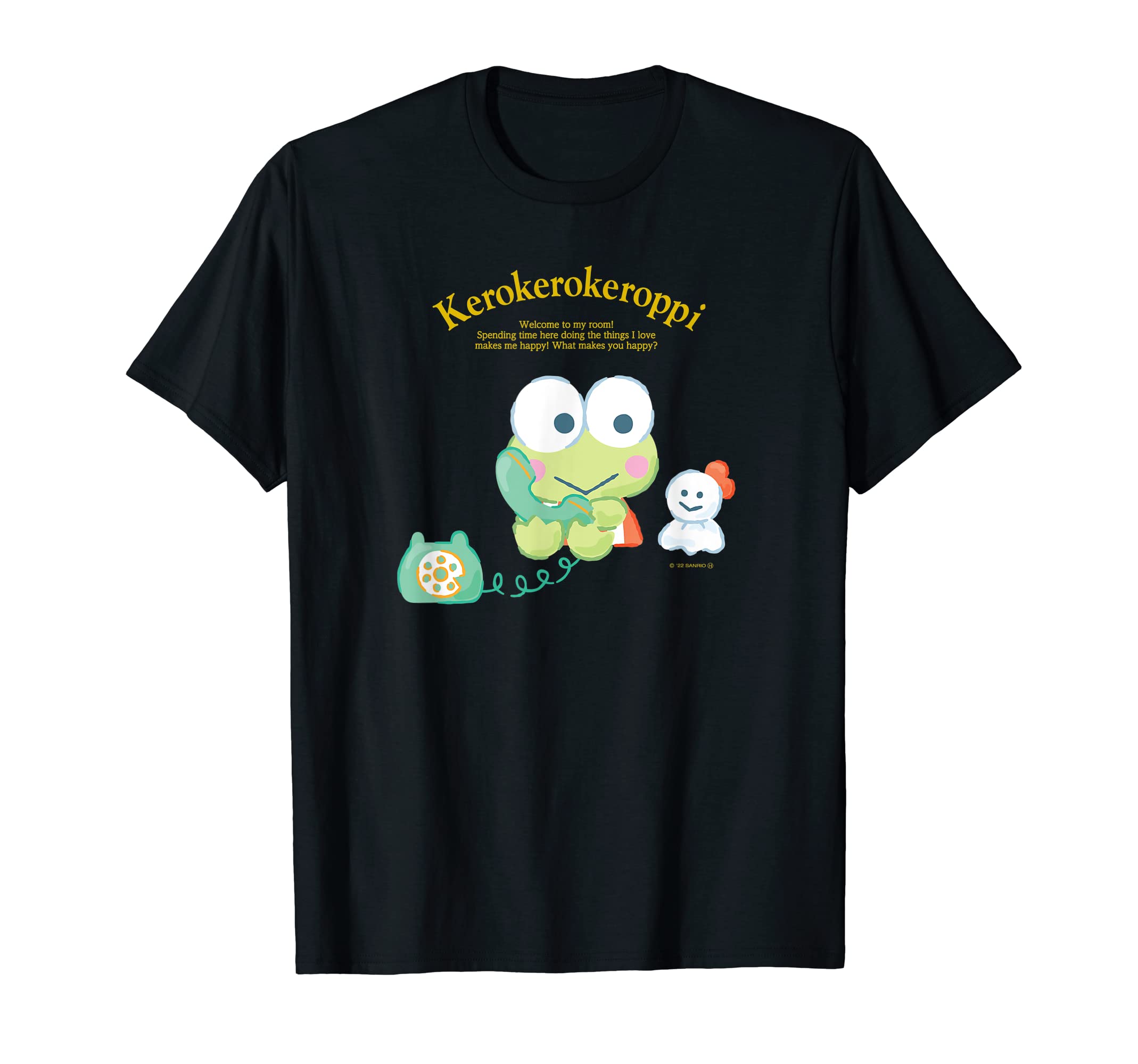 SANRIO サンリオ　けろけろけろっぴ 爬虫類 Tシャツ 黒 アニマル SANRIO サンリオ けろけろけろっぴ 爬虫類 Tシャツ 黒 アニマル