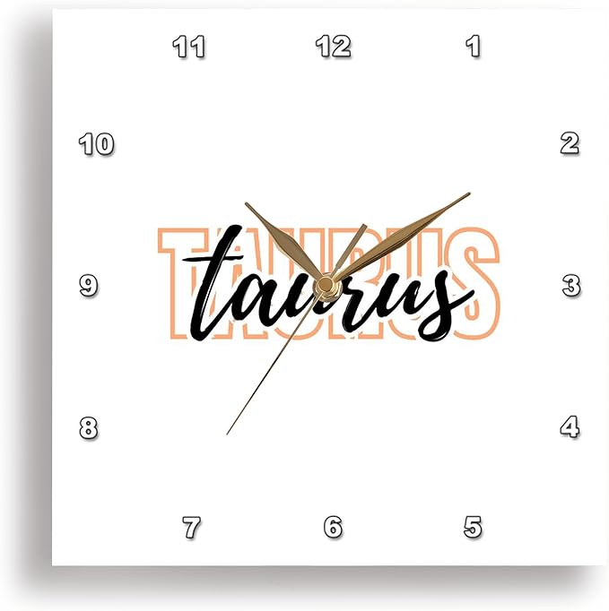 3dRose, Zodiac Sign - Taurus Text, 10x10 Wall Clock